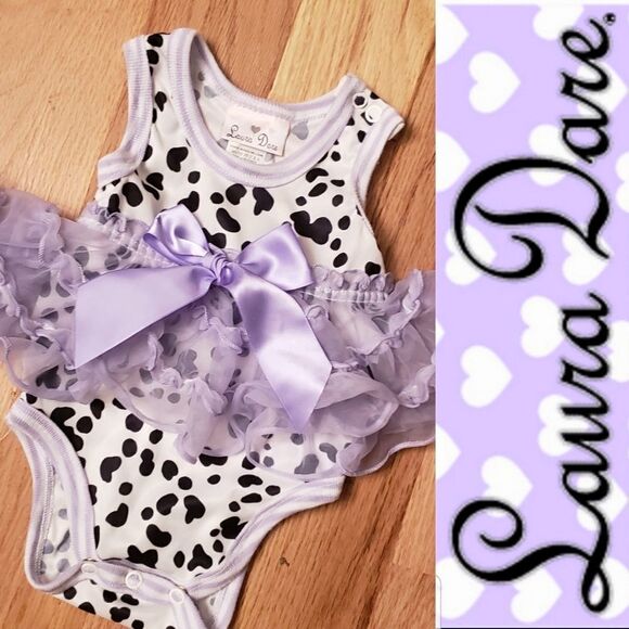 NWOT Laura Dare Dalmatian Print Tutu Onesie - Picture 1 of 6